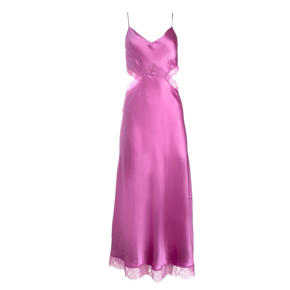 NWT DANNIJO
VIBRANT ORCHID LACE CUT-OUT LONG SILK SLIP DRESS XL